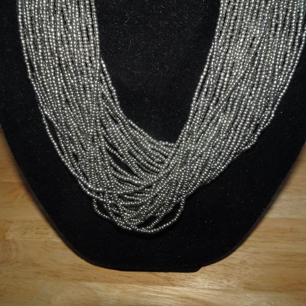 Silver Seed Bead Macrame Multi~Layer Necklace - image 2